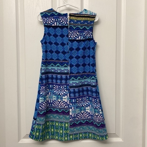 Ally B. Blue Abstract Dress Sleeveless Size 7 - Picture 3 of 12
